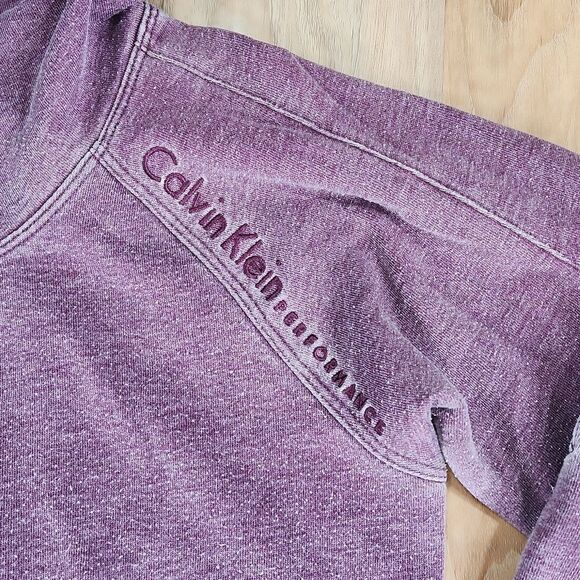 🔹️Calvin Klein Performance Purple Distressed Tied Cowl Neck Sweatshirt Medium - Picture 10 of 16
